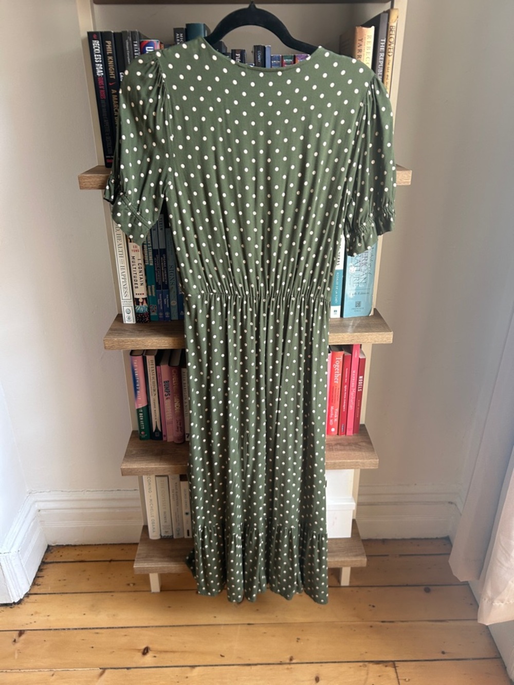 Zara Midi Olive Green Polka Dot Dress - Picture 4 of 6